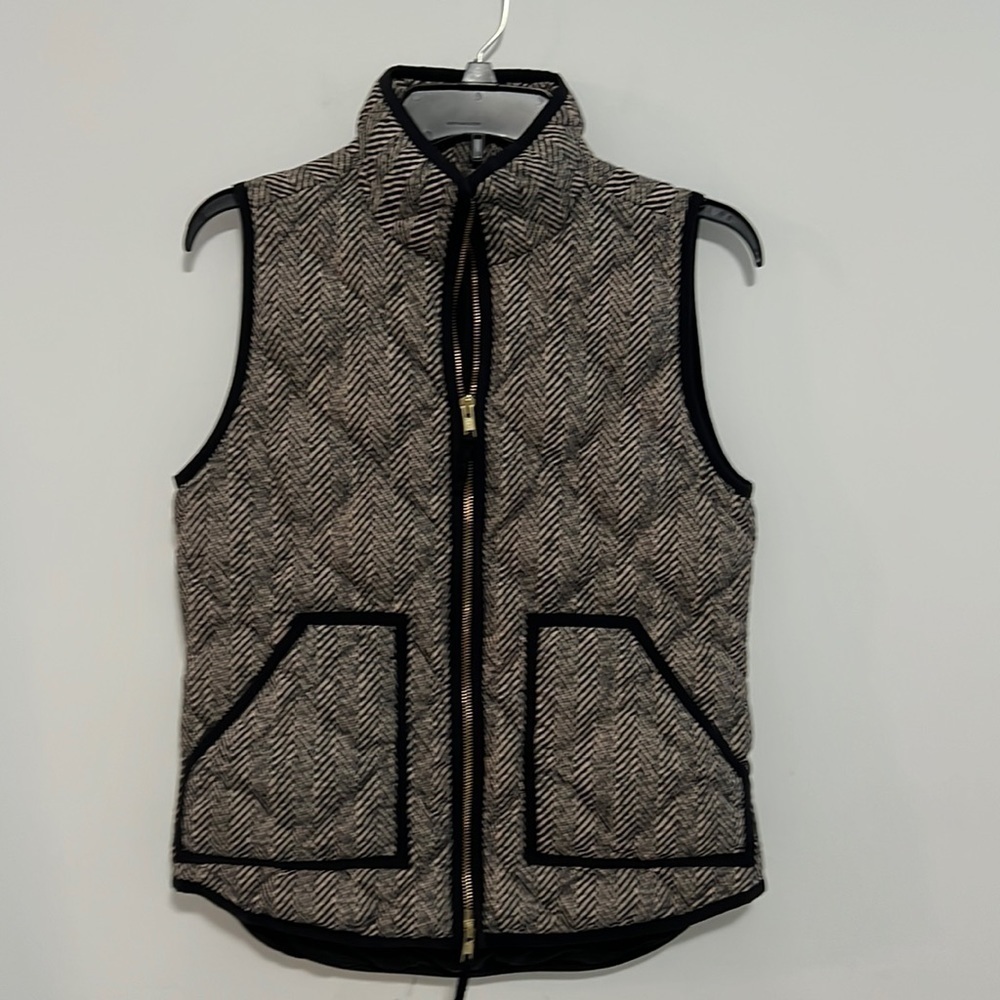 J Crew Vest Black and Cream with Gold Zipper Size XS